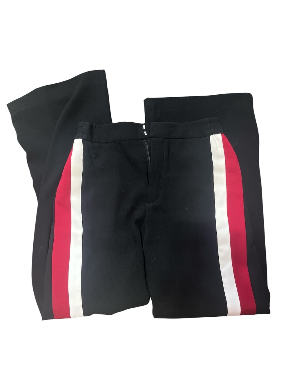 Zara womens black wide leg striped pants trousers small